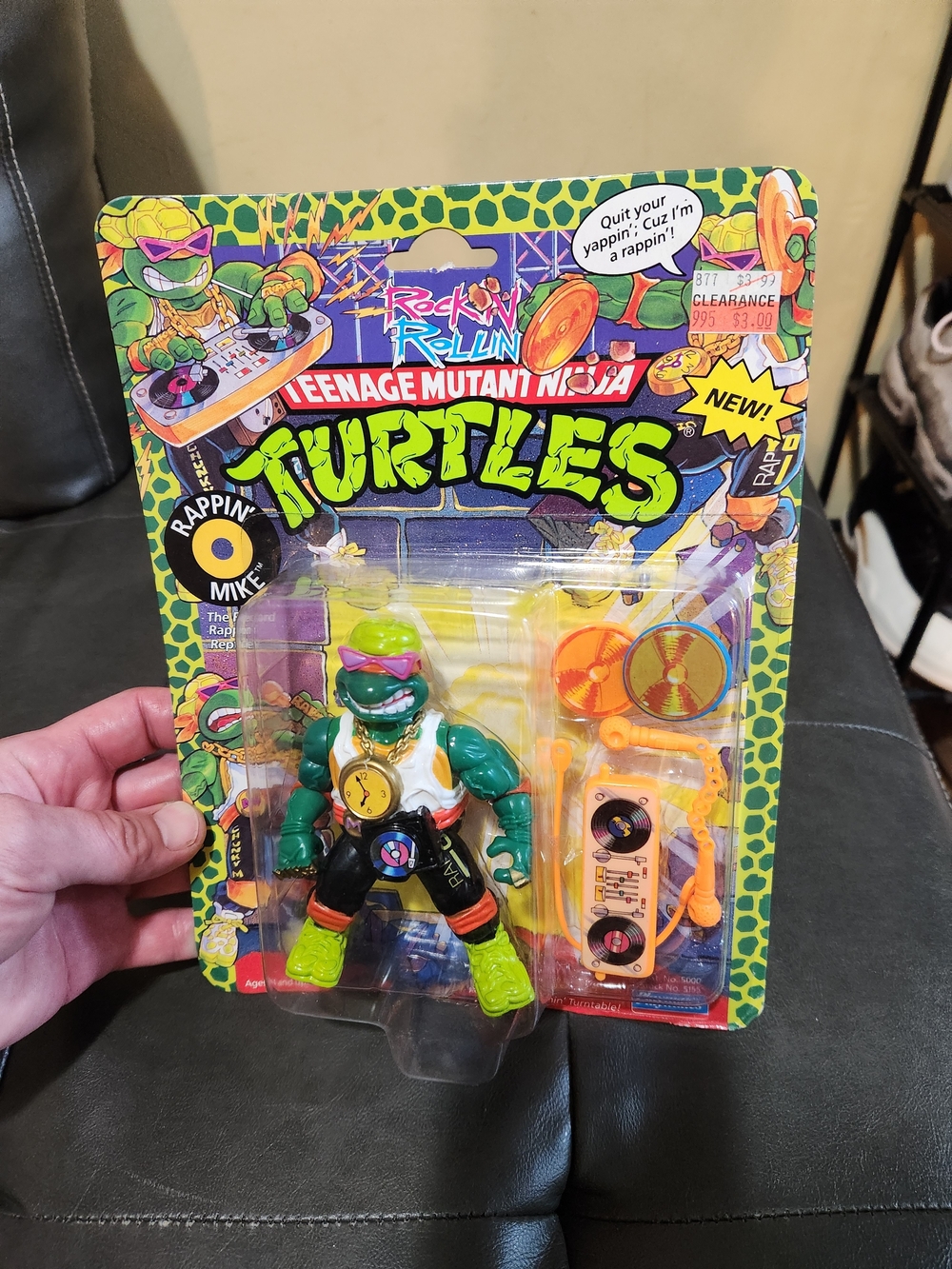 1991 Teenage Mutant Ninja Turtles Rappin' Mike Action Figure - Green